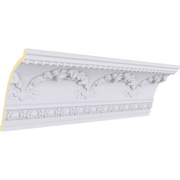Ekena Millwork - MLD06X08X10FL - Endurathane Floral Swag Crown Moulding, 6 3/8"H x 8"P x 10 3/8"F x 94 1/2"L, (9 5/8" Repeat), Factory Primed