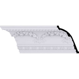 Ekena Millwork - MLD06X08X10FL - Endurathane Floral Swag Crown Moulding, 6 3/8"H x 8"P x 10 3/8"F x 94 1/2"L, (9 5/8" Repeat), Factory Primed