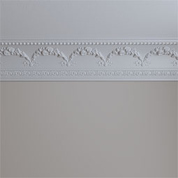 Ekena Millwork - MLD06X08X10FL - Endurathane Floral Swag Crown Moulding, 6 3/8"H x 8"P x 10 3/8"F x 94 1/2"L, (9 5/8" Repeat), Factory Primed