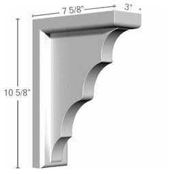 Ekena Millwork - BKT03X07X10TR - Endurathane Traditional Bracket, 3"W x 7 5/8"D x 10 5/8"H, Factory Primed