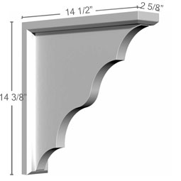 Ekena Millwork - BKT03X15X19TR - Endurathane Traditional Bracket, 2 5/8"W x 14 1/2"D x 14 3/8"H, Factory Primed