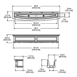 Mayne, Inc. - MP4832 - 60"W x 11 1/2"D x 10"H Nantucket Window Box with Installation Brackets