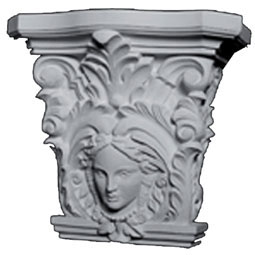 Pearlworks - CAP-131AA - Approx. 3-3/4" x 4-3/4" x 1-1/4" Sized for use with 2-1/4" wide columns. Woman's face.