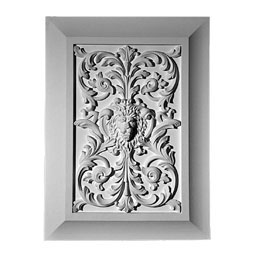 Pearlworks - PANL-1-117J - Approx. 14-1/2" x 20" x 3/4" Lion's face with flower & vine panel insert with cove detail panel frame.