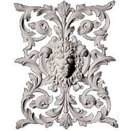 Pearlworks - PANL-117J - Approx. 9-1/4" x 14-3/4 x 1/2" Lion's face with flower & vine panel insert.
