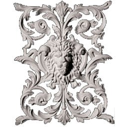 Pearlworks - PANL-117L - Approx. 9-1/4" x 20-3/4" x 1/2" Lion's face with flower & vine panel insert.