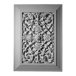 Pearlworks - PANL-2-102I - Approx. 14-1/2" x 17" x 3/4" Victorian open back panel insert with traditional detail panel frame.