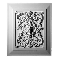 Pearlworks - PANL-2-117K - Approx. 14-1/2" x 24" x 3/4" Lion's face with flower & vine panel insert with cove detail panel frame.