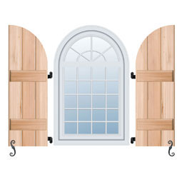 Noralco Industries, Inc. - AWBA - Architectural Collection Arch Top Board-n-Batten Style Wood Shutters (Per Pair)