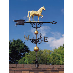 Whitehall Products LLC - WH00429 - 14"L x 11 1/4"H 46" Horse Traditional Directions Weathervane, Gold-Bronze