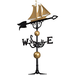 Whitehall Products LLC - WH00423 - 18 1/4"L x 13 3/4"H 46" Yacht Traditional Directions Weathervane, Gold-Bronze