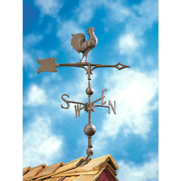 Whitehall Products LLC - WH45148 - 9"L x 9"H 30" Full-Bodied Rooster Weathervane, Verdigris