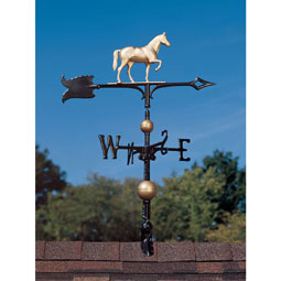 Whitehall Products LLC - WH03227 - 9 3/4"L x 8"H 30" Full-Bodied Horse Weathervane, Gold-Bronze