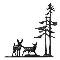 Whitehall Products LLC - WH65337 - 14"L x 9"H 30" Deer & Pines Traditional Directions Weathervane, Garden Black