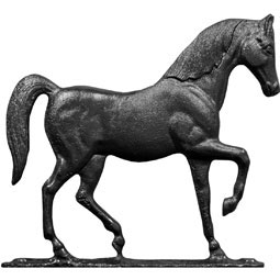 Whitehall Products LLC - WH03077 - 9"L x 8"H 30" Horse Traditional Directions Weathervane, Rooftop Black