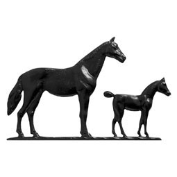 Whitehall Products LLC - WH03005 - 13 1/2"L x 8 1/2"H 30" Mare & Colt Traditional Directions Weathervane, Rooftop Black