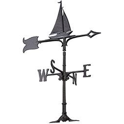 Whitehall Products LLC - WH03030 - 8"L x 10"H 30" Sailboat Traditional Directions Weathervane, Rooftop Black