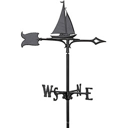 Whitehall Products LLC - WH65368 - 8"L x 10"H 30" Sailboat Traditional Directions Weathervane, Garden Black