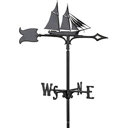 Whitehall Products LLC - WH65369 - 12 1/4"L x 9"H 30" Schooner Traditional Directions Weathervane, Garden Black