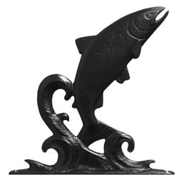 Whitehall Products LLC - WH02999 - 9 1/2"L x 9 3/4"H 30" Trout Traditional Directions Weathervane, Garden Black