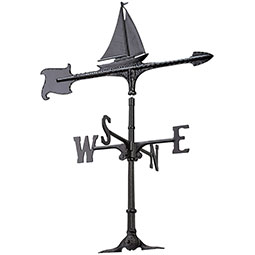 Whitehall Products LLC - WH00073 - 7"L x 8"H 30" Sailboat Accent Directions Weathervane, Black