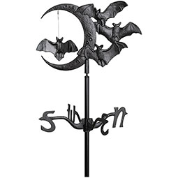 Whitehall Products LLC - WH60122 - 17"L x 11 1/8"H plus 5' Stake Bat and Moon Garden Weathervane, Black