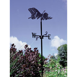 Whitehall Products LLC - WH00082 - 18"L x 12 1/4"H plus 5' Stake Butterfly Garden Weathervane, Black