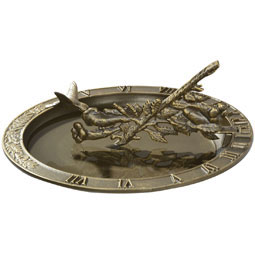 Whitehall Products LLC - WH01256 - 12" Diameter Hummingbird Sundial Birdbath, French Bronze
