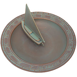 Whitehall Products LLC - WH01261 - 12 1/2" Diameter Sailboat Sundial Birdbath, Copper Verdi