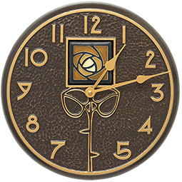 Whitehall Products LLC - WH01832 - 12" Diameter Amber Dard Hunter Rose in French Bronze, Clock