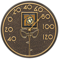 Whitehall Products LLC - WH01852 - 12" Diameter Amber Dard Hunter Rose in French Bronze, Thermometer