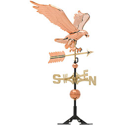 Whitehall Products LLC - WH45039 - 15 1/2"L x 27"W x 58"H Copper Eagle Classic Directions Weathervane, Polished