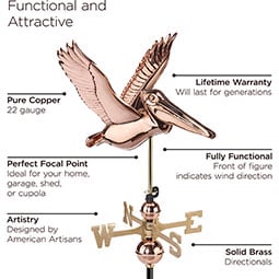 Good Directions - GD1909 - Pelican Pure Copper Weathervane