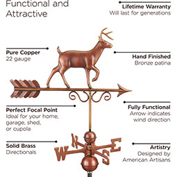 Good Directions - GD1977 - Proud Buck Pure Copper Weathervane