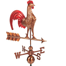Good Directions - GD501RED - Rooster Weathervane  - Pure Copper Hand Finished Multi-Color Patina