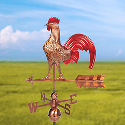 Good Directions - GD501RED - Rooster Weathervane  - Pure Copper Hand Finished Multi-Color Patina