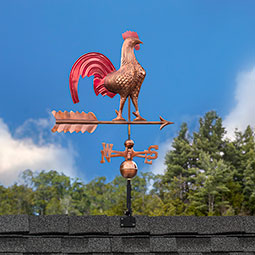 Good Directions - GD501RED - Rooster Weathervane  - Pure Copper Hand Finished Multi-Color Patina