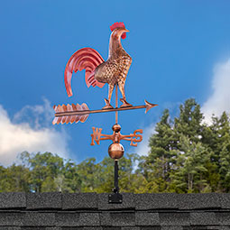Good Directions - GD501RED - Rooster Weathervane  - Pure Copper Hand Finished Multi-Color Patina