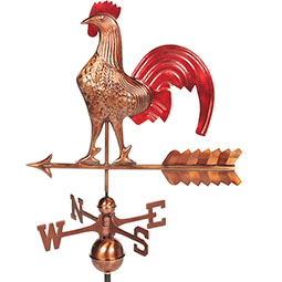 Good Directions - GD501RED - Rooster Weathervane  - Pure Copper Hand Finished Multi-Color Patina