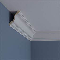 Ekena Millwork - MLD03X02X04SM - Endurathane Traditional Smooth Crown Moulding, 3 3/4"H x 2 3/4"P x 4 5/8"F x 94 1/2"L, Factory Primed