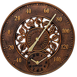 Headwind Consumer Products - HW850-0062 - 14"W x 3"D x 14"H EZRead Indoor/Outdoor Decorative Living Vines Thermometer w/ Clock