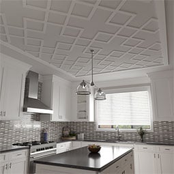 Ekena Millwork - CELPFLR - Fowler Decorative Fretwork Ceiling Panels in Architectural Grade PVC