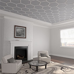 Ekena Millwork - CELPWST - Westmore Decorative Fretwork Ceiling Panels in Architectural Grade PVC