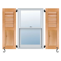 Noralco Industries, Inc. - AWC101 - Architectural Collection Real Wood Combination Louver Top & Raised Panel Bottom Shutters (Per Pair)