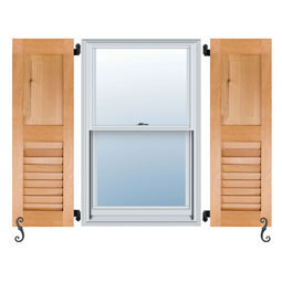 Noralco Industries, Inc. - AWC102 - Architectural Collection Real Wood Combination Raised Panel Top & Louver Bottom Shutters (Per Pair)