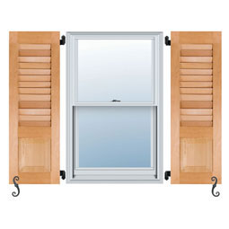 Noralco Industries, Inc. - AWC801 - Architectural Collection Real Wood Combination 60% Louver Top & 40% Raised Panel Bottom Shutters (Per Pair)