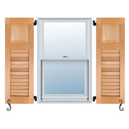 Noralco Industries, Inc. - AWC802 - Architectural Collection Real Wood Combination 40% Raised Panel Top & 60% Louver Bottom Shutters (Per Pair)