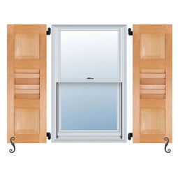 Noralco Industries, Inc. - AWC901 - Architectural Collection Real Wood Combination 1/3 Raised Panel Top & 1/3 Louver Middle & 1/3 Raised Panel Bottom Shutters (Per Pair)