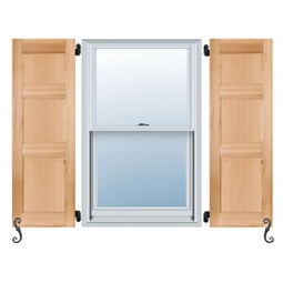 Noralco Industries, Inc. - AWF201 - Architectural Collection Real Wood Three Panel Small Top Flat Panel Shutters (Per Pair)