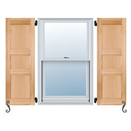 Noralco Industries, Inc. - AWF301 - Architectural Collection Real Wood Three Panel Small Center Flat Panel Shutters (Per Pair)